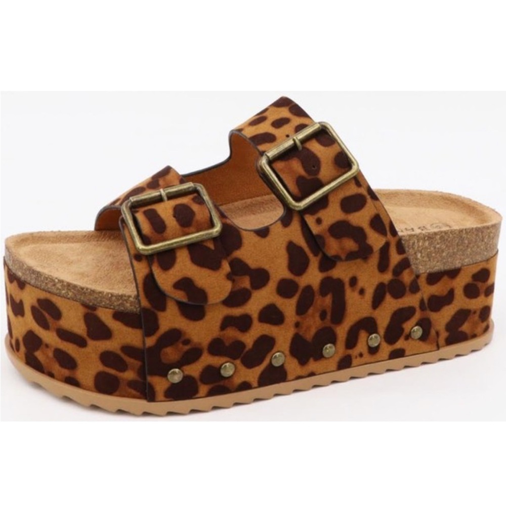 Leopard Print Platform Sandals